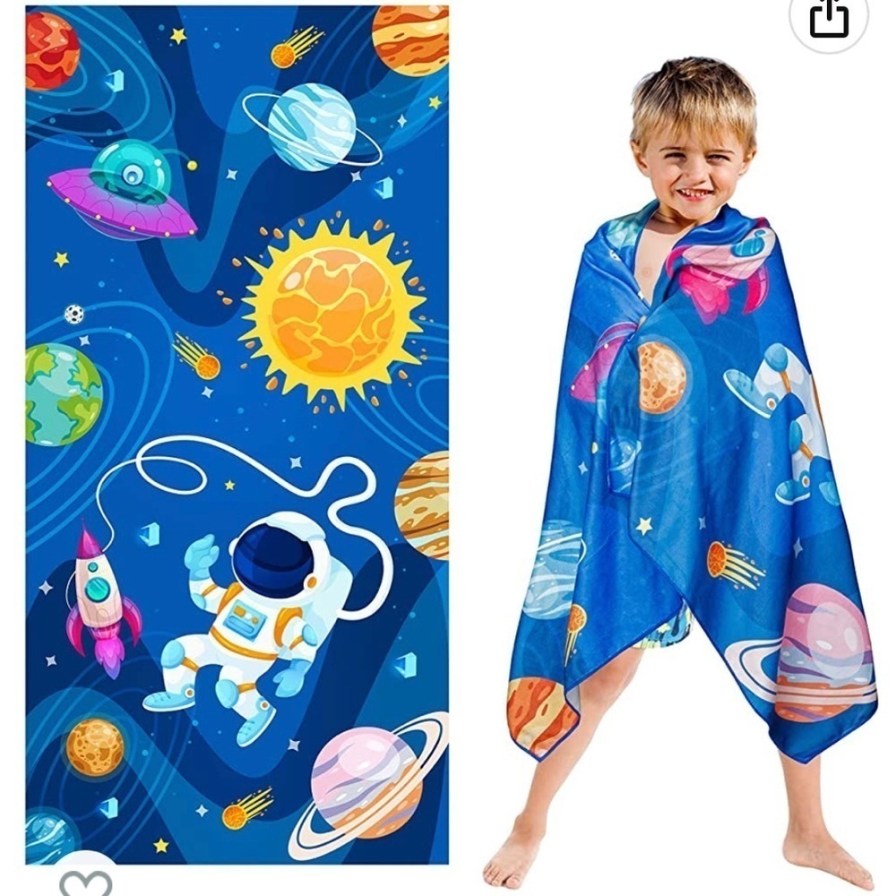 OUTER Space Beach Towel for Kids 30 x 60 inch Microfiber Pool Towel Absorbent